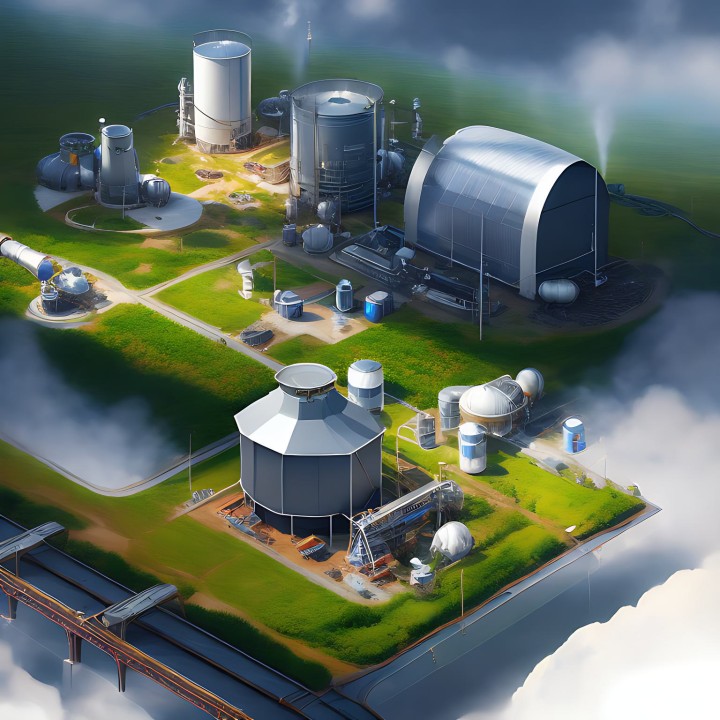 AI-generated illustration of a clean energy power plant